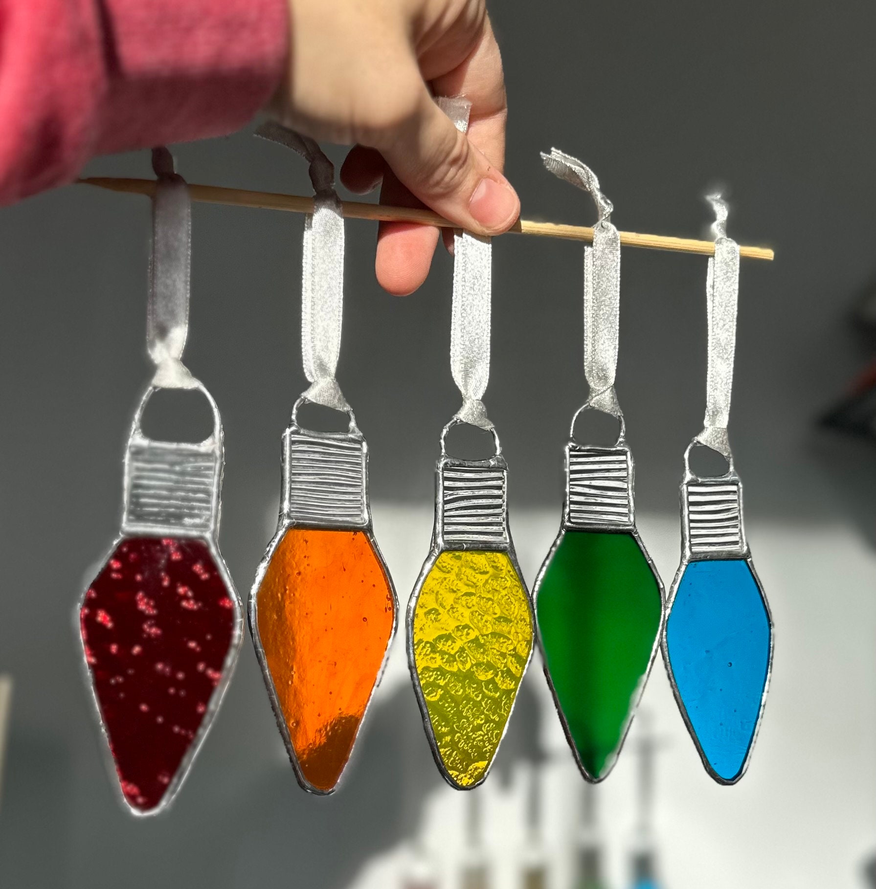 Stained Glass Light Bulb Christmas Ornaments - Etsy