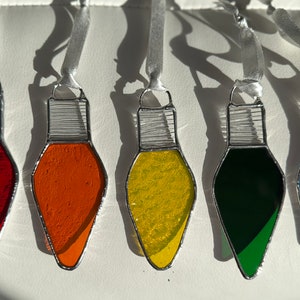 Stained Glass Light Bulb Christmas Ornaments