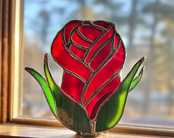 Handmade Stained Glass Rose