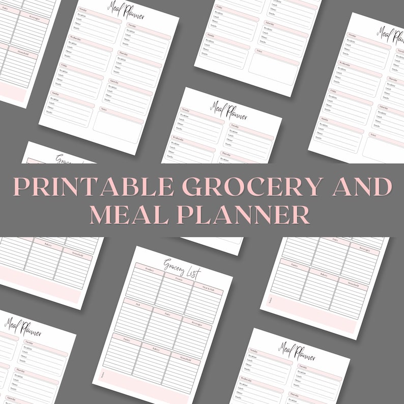 Meal Planner &amp; Grocery List Printable Meal Planner Grocery List Meal Planner Download Grocery ...