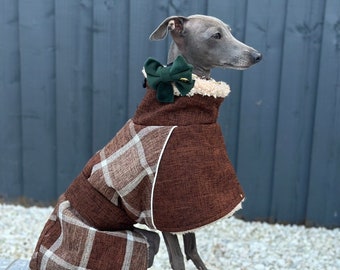 Brown Tweed Fleece Coat - Italian Greyhound Jacket