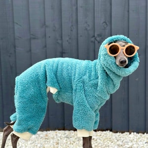 Turquoise Turtleneck Fleece Italian Greyhound Jumpsuit image 1