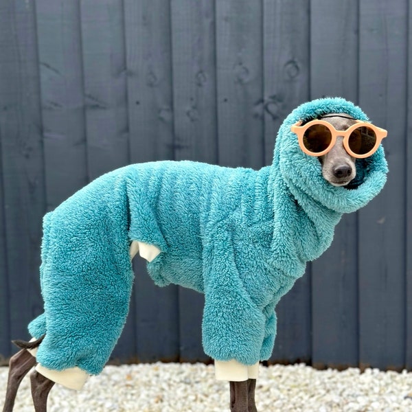 Turquoise Turtleneck Fleece | Italian Greyhound Jumpsuit