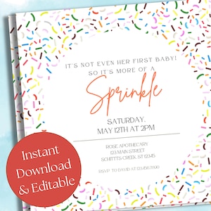 Schitt&#39;s Creek Baby Shower Invitation, Second Baby Shower Invite, Baby Sprinkle Invitation, Editable Canva Template