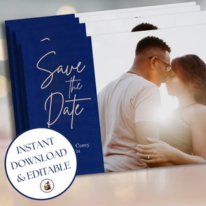 Electronic Save The Date Invitation, Navy Blue Save The Date Card