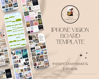 iPhone Vision Board Collage Template, Digital Vision Board, Digital Mood Board