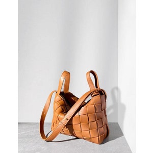 LOEWE Novelty Basket Shoulder Bag mini Purse Summer Brown Leather