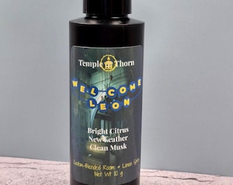 Leon Kennedy Room & Linen Spray - Bright Citrus, New Leather, Clean Musk - Resident Evil, 4 oz