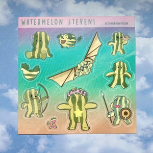 watermelon steven sticker sheet | crystal gems, watercolor, universe