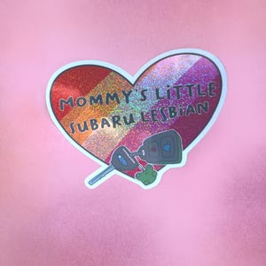 mommy&#39;s little subaru lesbian glitter vinyl sticker