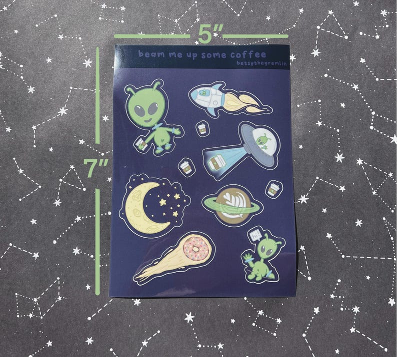 Alien Ufo Planet Coffee Sticker Sheet | Out of Htis World, Latte Art ...