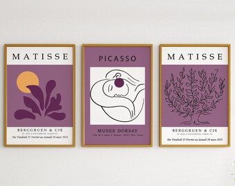 Set Of Print, Flower Market, Picasso set, Minimalist Wall Art, Digital Print, Trendy Wall Art, Matisse Painting, Set Of 3, Matisse Set