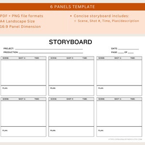 Printable Storyboard Template for Creative Storytellers PDF & PNG A4 ...