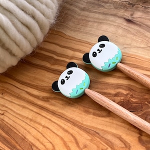 Knitting Needle Stoppers - Needle Stoppers - Knitting Accessories - Knitting Notions - Cute Pandas