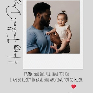 Plantilla editable de tarjeta del Día del Padre, tarjeta con foto imprimible para el Día del Padre, tarjeta con foto para papá, tarjeta de felicitación para papá, felicitaciones fatjer