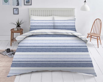 Bold Stripe Reversible Printed Duvet Cover Set | Sustainable Ultra Soft Cotton 3pcs 180 Thread Counts | Duvet Cover & 2 Pillowcases Bedding