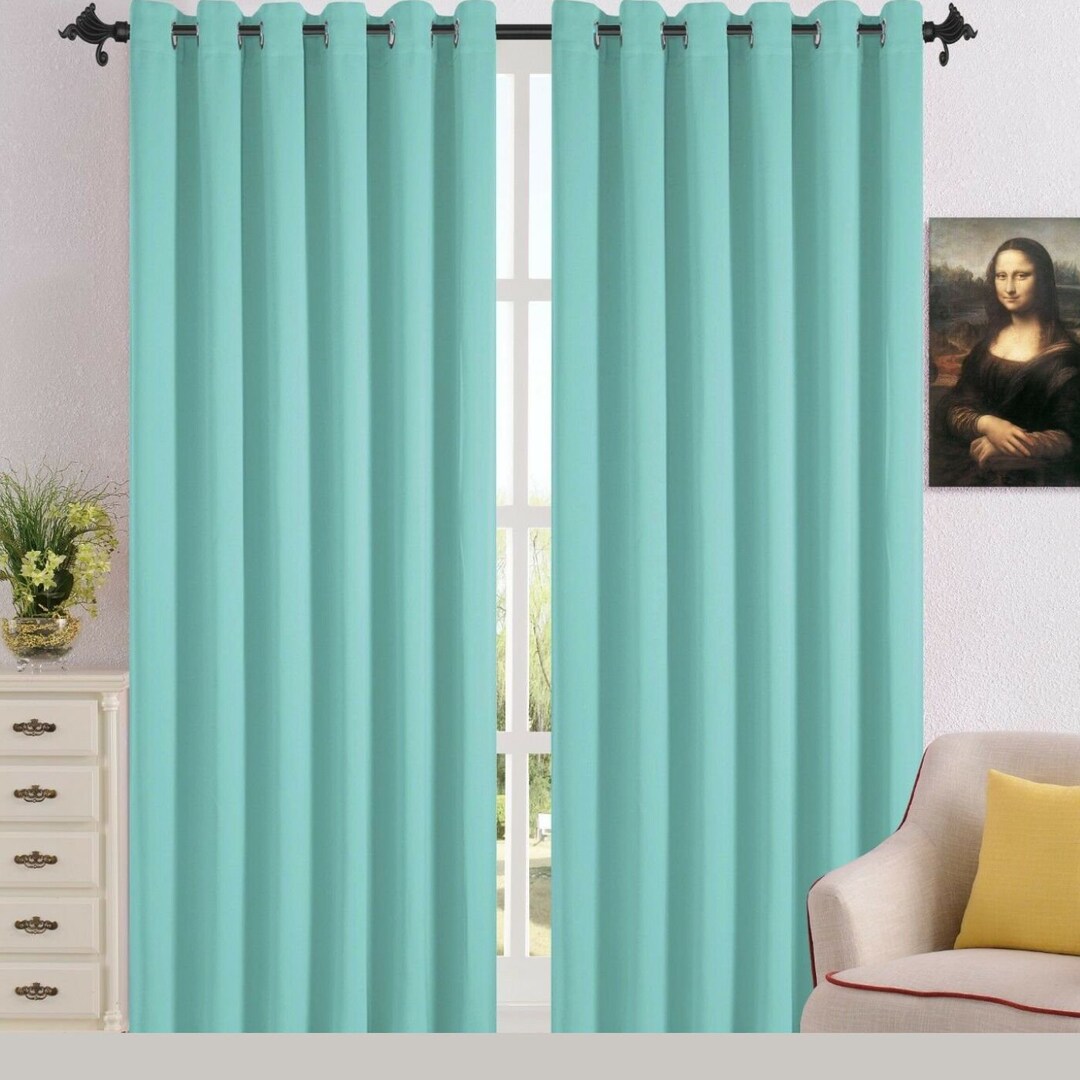 Teal Blackout Curtains for Bedroom Thermal Insulated Curtains 2 Panels ...