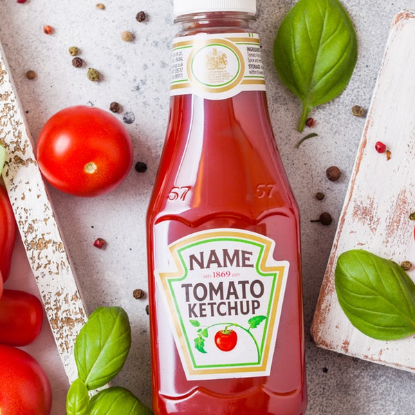 Étiquette de Sauce Ketchup à La Tomate Imprimée Personnalisée | Fichier Numérique / Autocollants d'étiquettes de Ketchup à La Tomate / Cadea