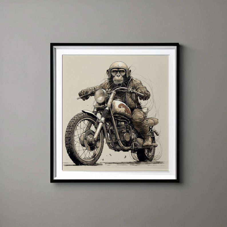 MONKEY Wall Art in Highresolution, Animal Minimal Portrait, Printable