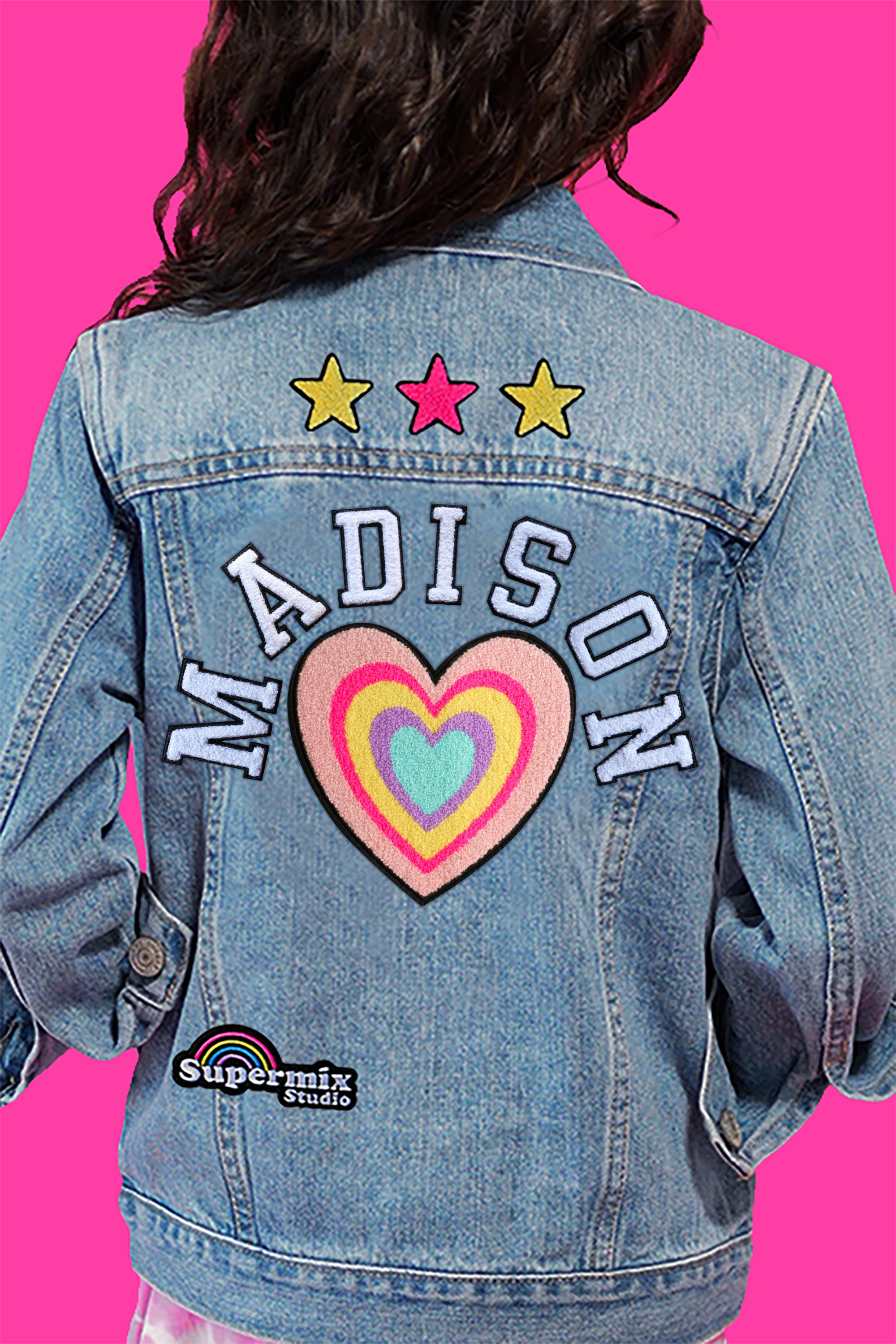 ジャケット Hashtag DDD Double Sided Paw Print Plush Jacket Supersize Patch Custom Denim Jacket With Chenille and