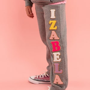 Custom Patch Jogger with Glitter Chenille Letters image 1