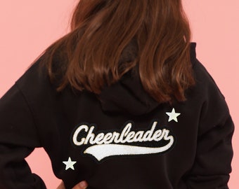 Custom Kids' Cheerleader team hoodie, Chenille Patches, Personalized team hoodie