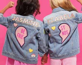 Valentine's Best Friends Custom Kids' Denim Jacket | Patches | Personalized Denim Jacket