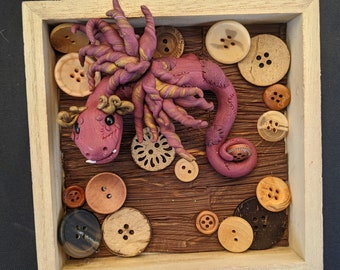 Barieanna the Button Dragon: Dragon Wall Hanging Polymer Clay