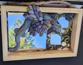 Fina the Flower Dragon: Dragon mirror Wall Hanging Polymer Clay
