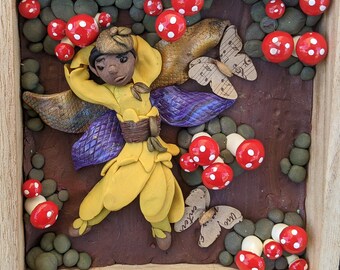 Fern the Mushroom Fairy: Fairy Wall Hanging Polymer Clay