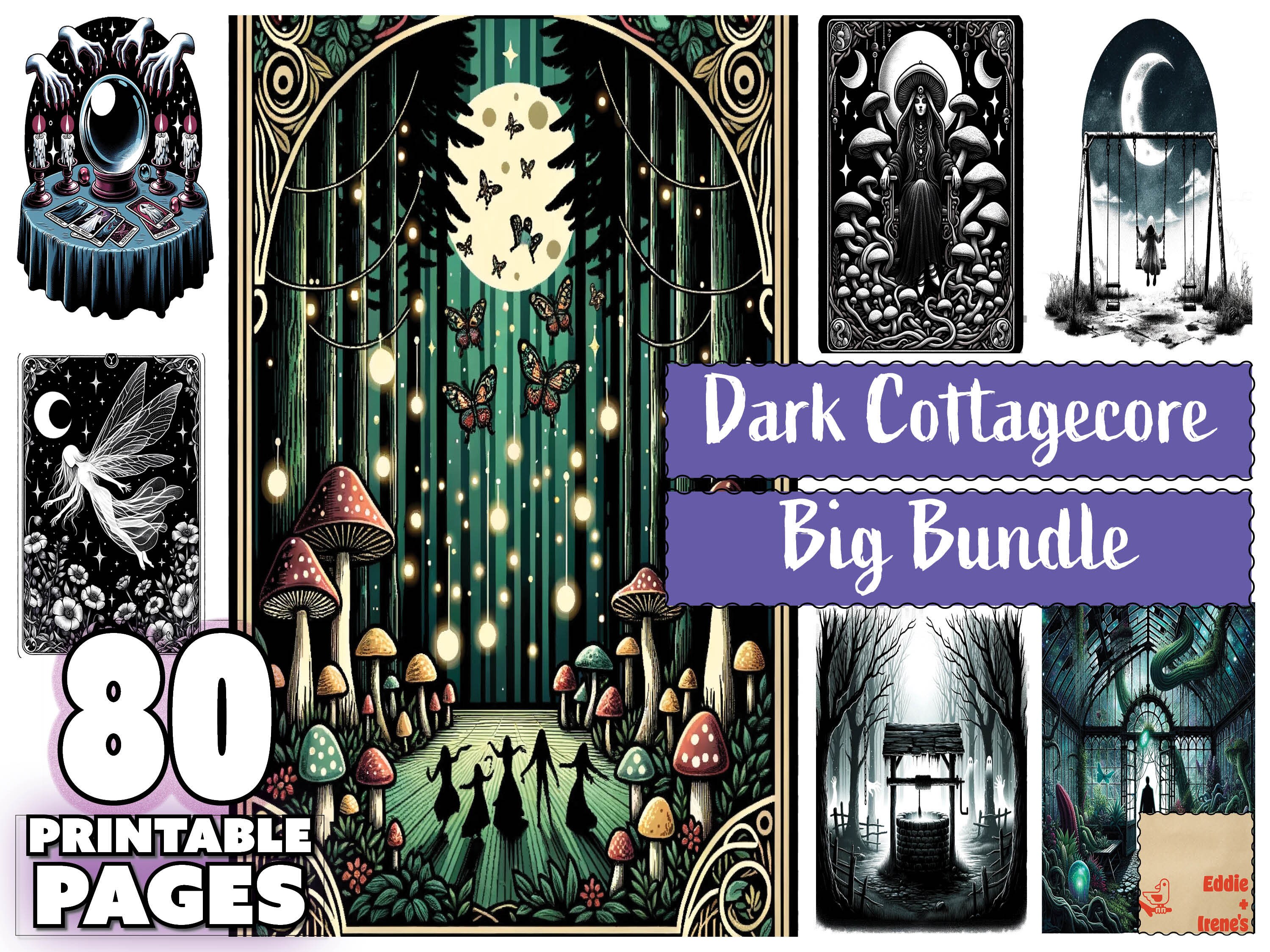 Enchanted Nocturne: Dark Cottagecore Printable Bundle Mystical and ...