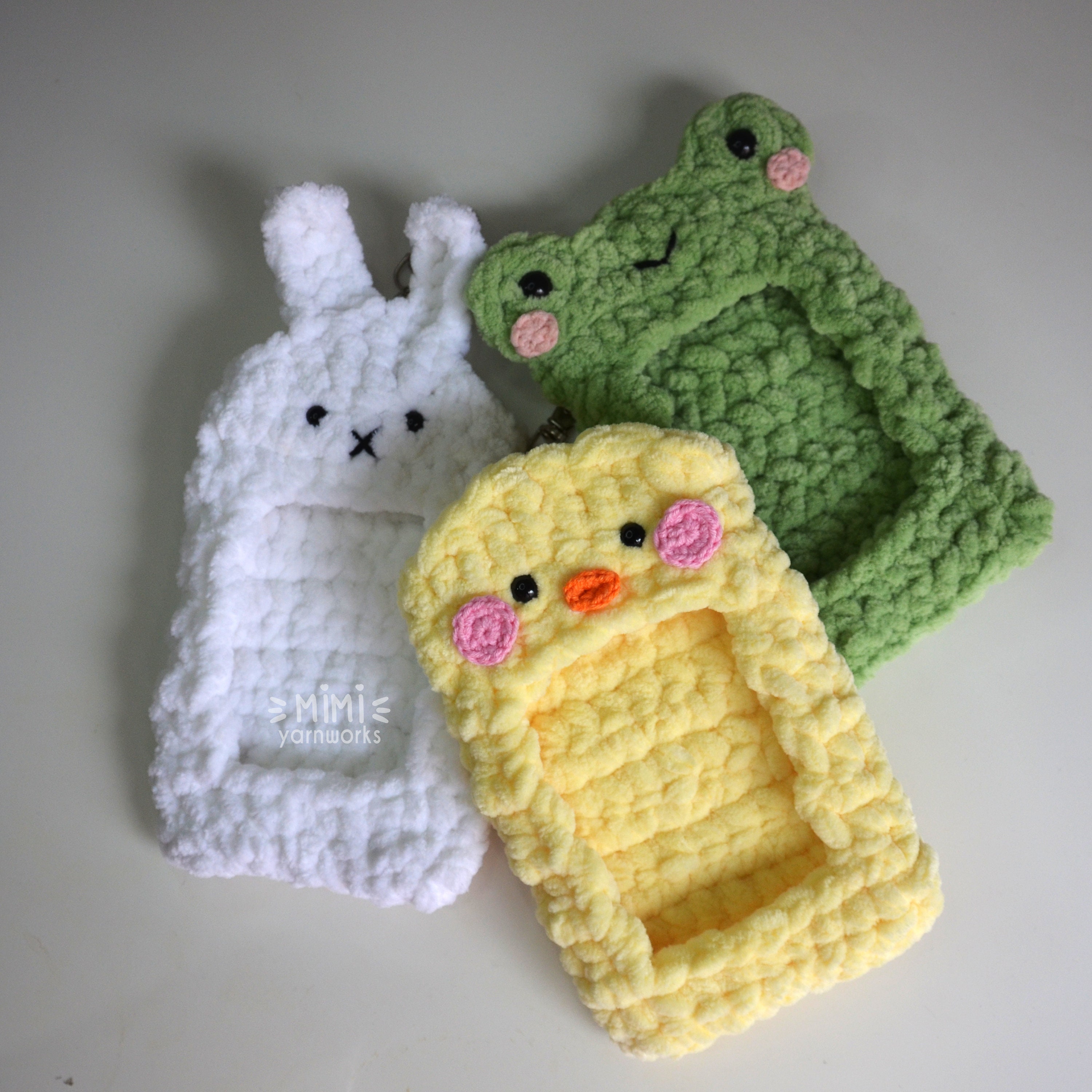 Crochet Kpop Photocard Holder Keychain: Plush Animal, Bunny, Duck