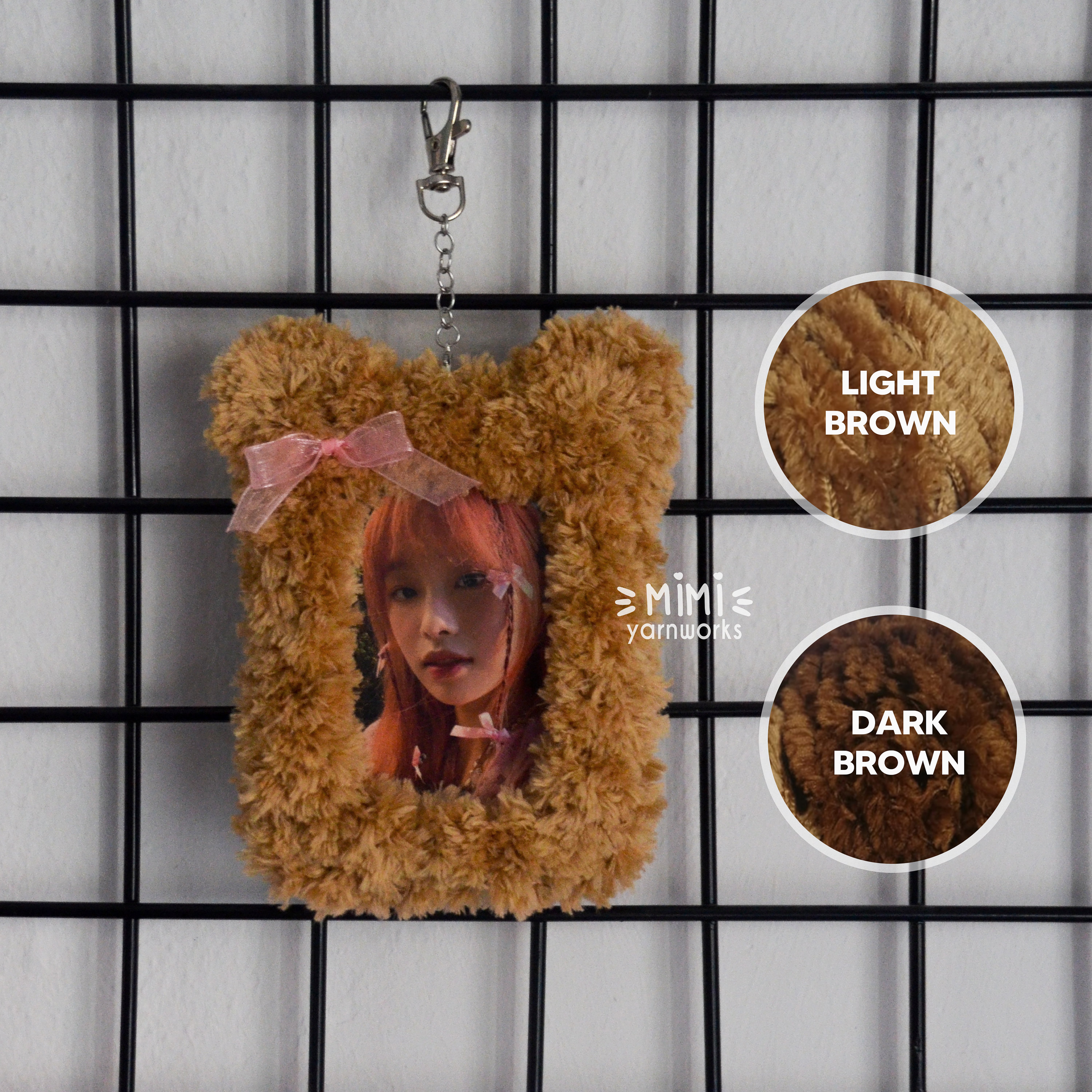 Crochet Fuzzy Teddy Bear Kpop Photocard Holder Keychain - Etsy