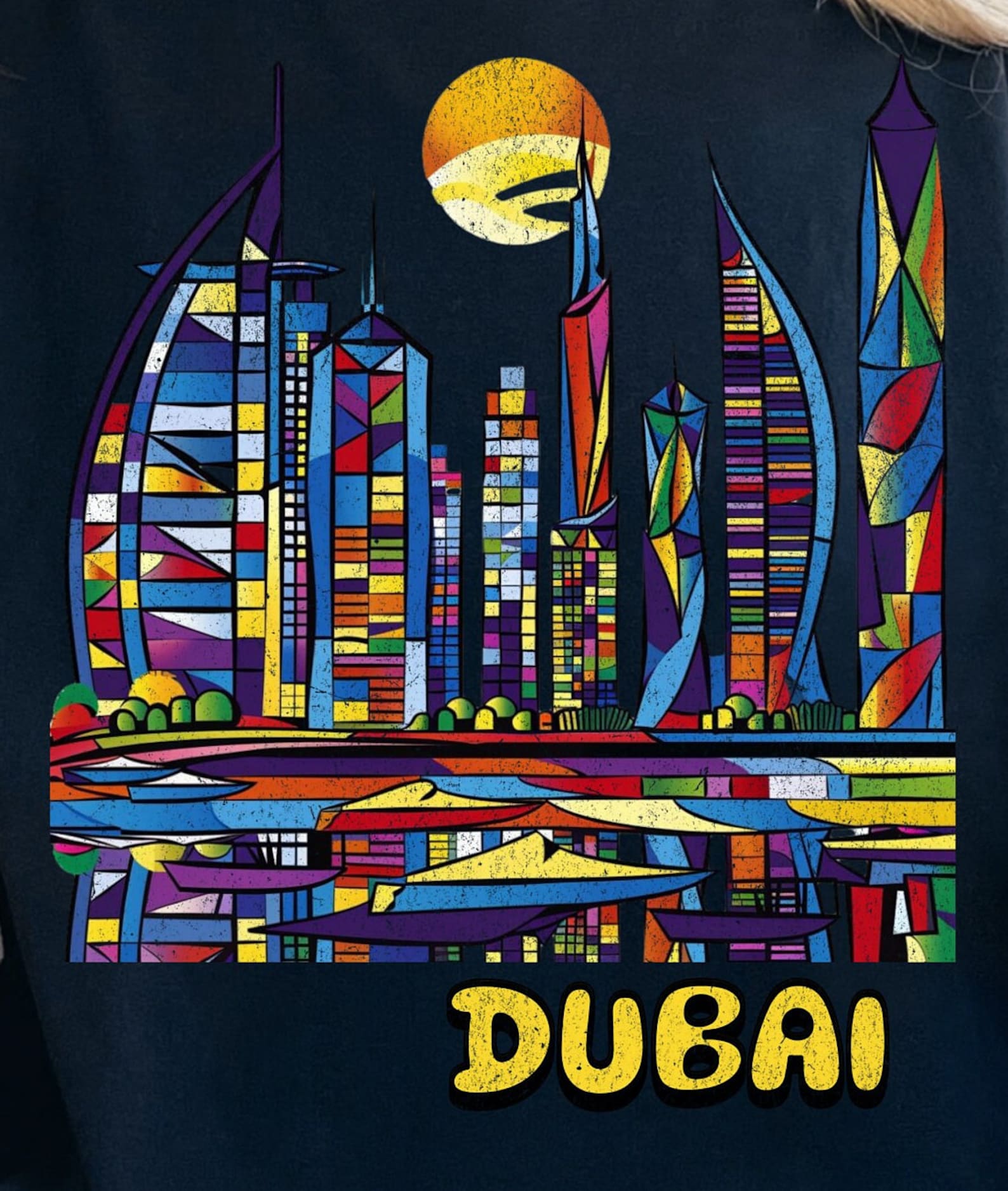 Dubai UAE Pop Art City Skyline Wanderlust Shirt United Arab Emirates