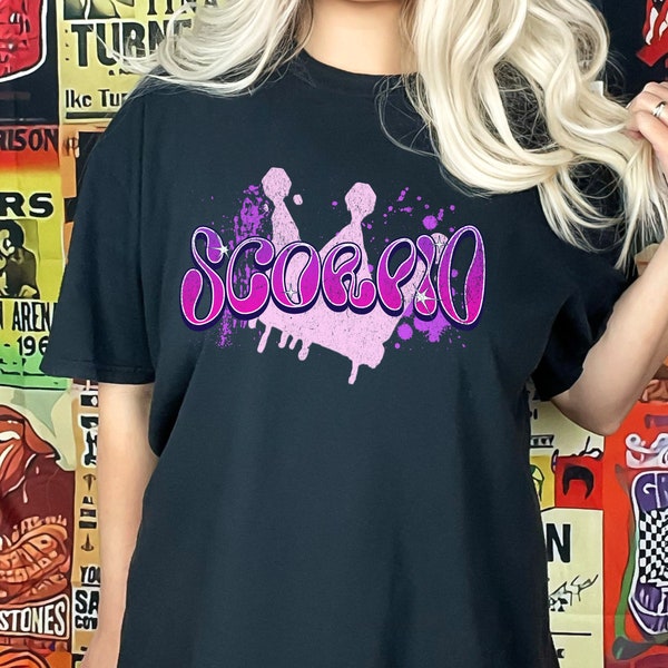 Scorpio Queen Graffiti Crown Shirt | November Birthday Tshirt | October T-shirt | Zodiac Sign Tee | Astrology | Diva | Princess