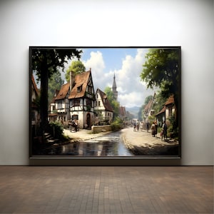 Baroque City Oil Digital Print Premium Poster on Matte Paper - Decoration Wall Gift Idea