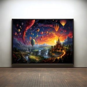 Balloon Castle Premium Poster on Matte Paper - Decoration Wall Gift Idea