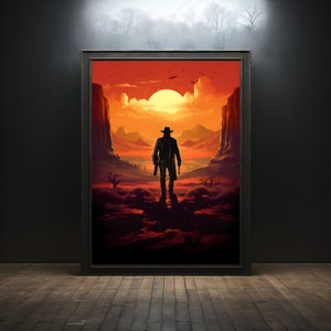 Retro Western Cowboy Premium Poster on Matte Paper - Decoration Wall Gift Idea
