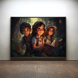 Children in the jungle premium poster on matte paper - decoration wall gift idea