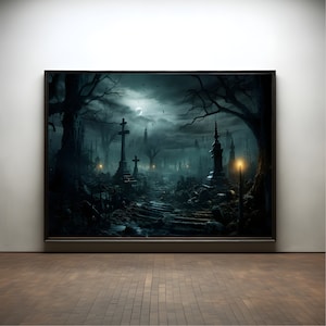 Gothic horror cemetery premium poster on matte paper - decoration wall gift idea