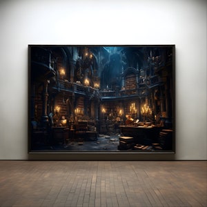 Gothic mystical library premium poster on matte paper - decoration wall gift idea