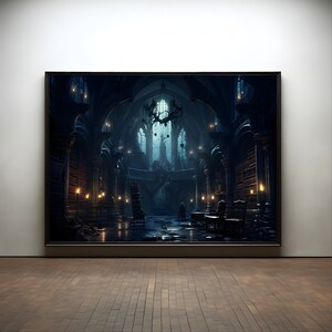 Gothic dark library premium poster on matte paper - decoration wall gift idea
