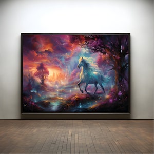 Rainbow horse premium poster on matte paper - decoration wall gift idea