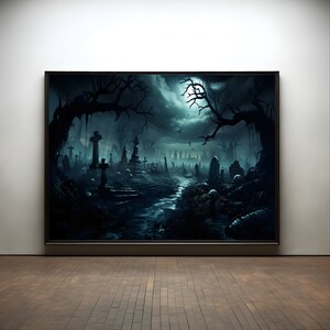 Gothic cemetery premium poster on matte paper - decoration wall gift idea