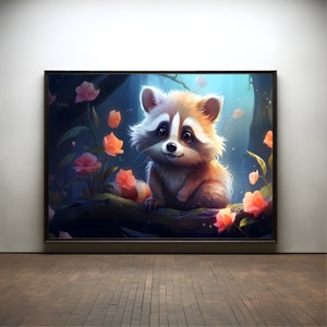 Raccoon premium poster on matte paper - decoration wall gift idea
