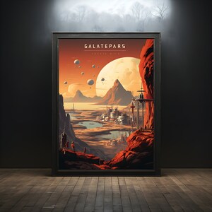 Retro Mars City Premium Poster on Matte Paper - Decoration Wall Gift Idea