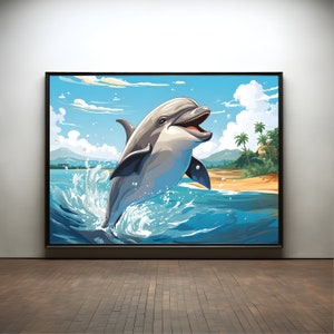Dolphin premium poster on matte paper - decoration wall gift idea