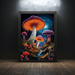 Psychadelic Mushrooms Premium Poster on Matte Paper - Decoration Wall Gift Idea