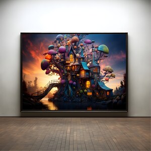The Mushroom House premium poster on matte paper - decoration wall gift idea