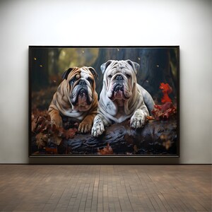 English Bulldogs Premium Poster on Matte Paper - Decoration Wall Gift Idea